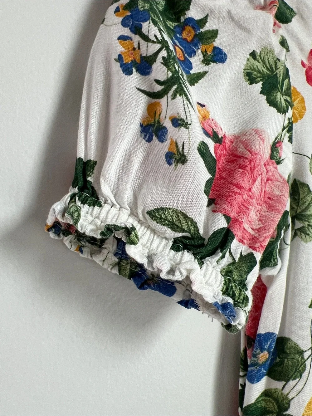 Old Navy | Kids White Floral Lite Pink Rose Button-Front Dress #564088-03 Medium